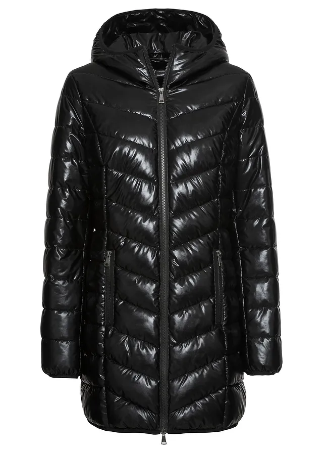 Prošívaná bunda s metalickým vzhledem • černá metalická • bonprix obchod