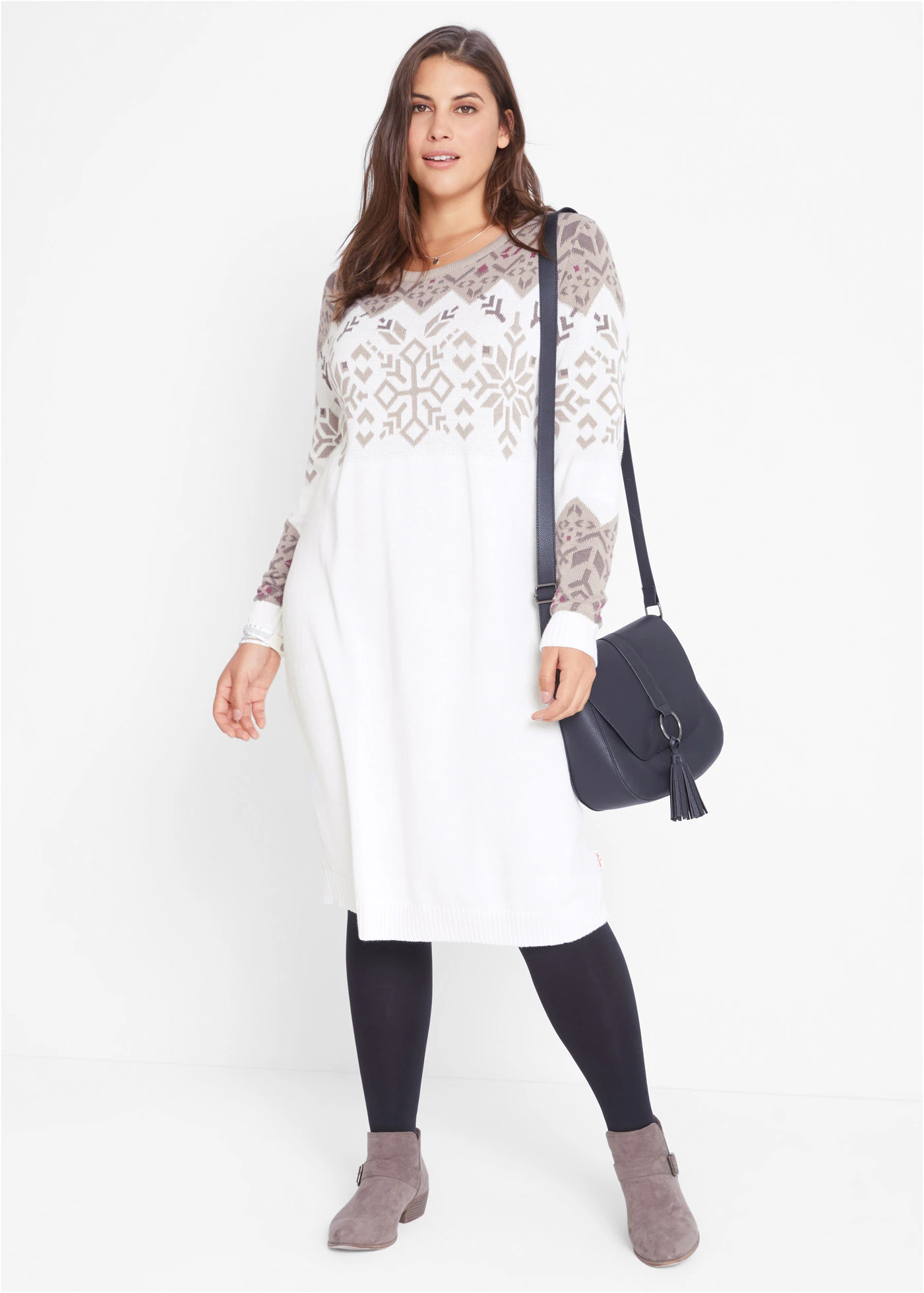 Robe en maille à motif norvégien • bleu foncé à motif plus size • product-page.page-title-suffix
