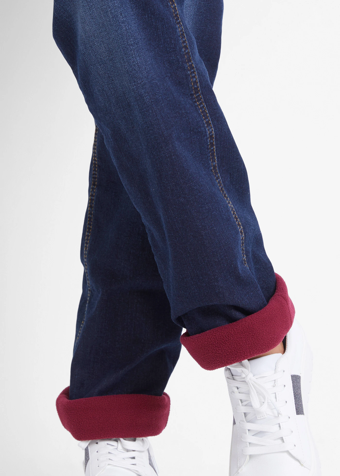 Jean thermique droit taille mi-haute • denim bleu foncé used • Boutique bonprix