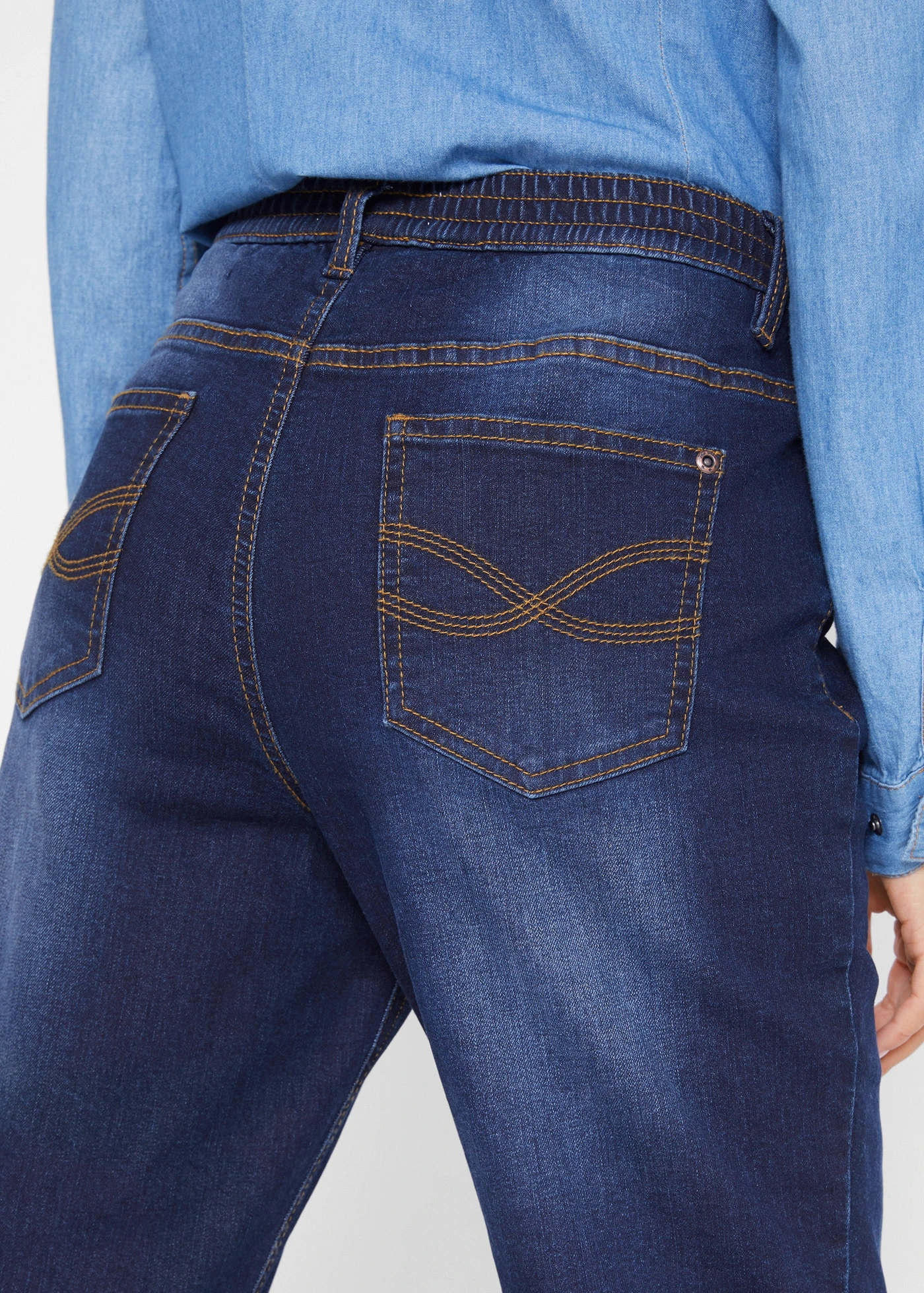 Termo džíny Straight, Mid Waist • tmavě modrá used • bonprix obchod