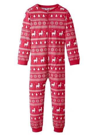 Kinderen pyjama onesie van puur biologisch katoen • donkerrood Noors patroon • bonprix online shop
