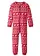 Kinderen pyjama onesie van puur biologisch katoen, Kleur: donkerrood Noors patroon
