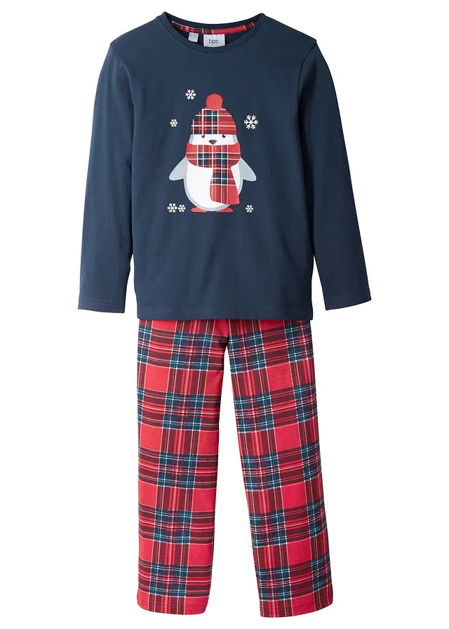 Pijama din bumbac organic 100%, pentru copii  (set/2 buc.) • bleumarin cadrilat • magazin bonprix