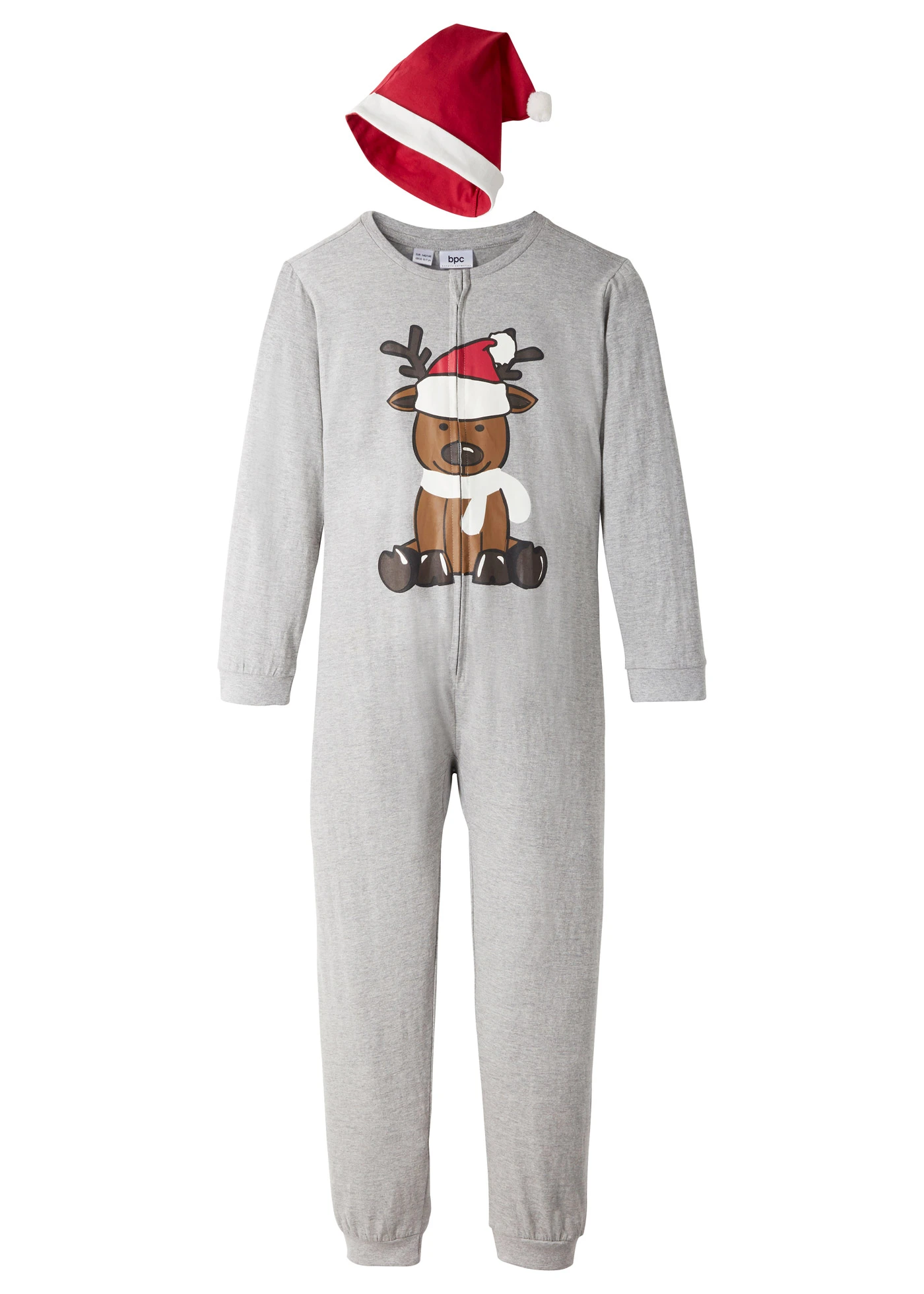 Pyjama onesie en puntmuts met biologisch katoen (2-dlg. set) • lichtgrijs gemêleerd • bonprix online shop