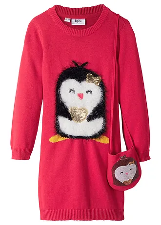 Meisjes gebreide jurk en tas (2-dlg. set) • rood • bonprix online shop