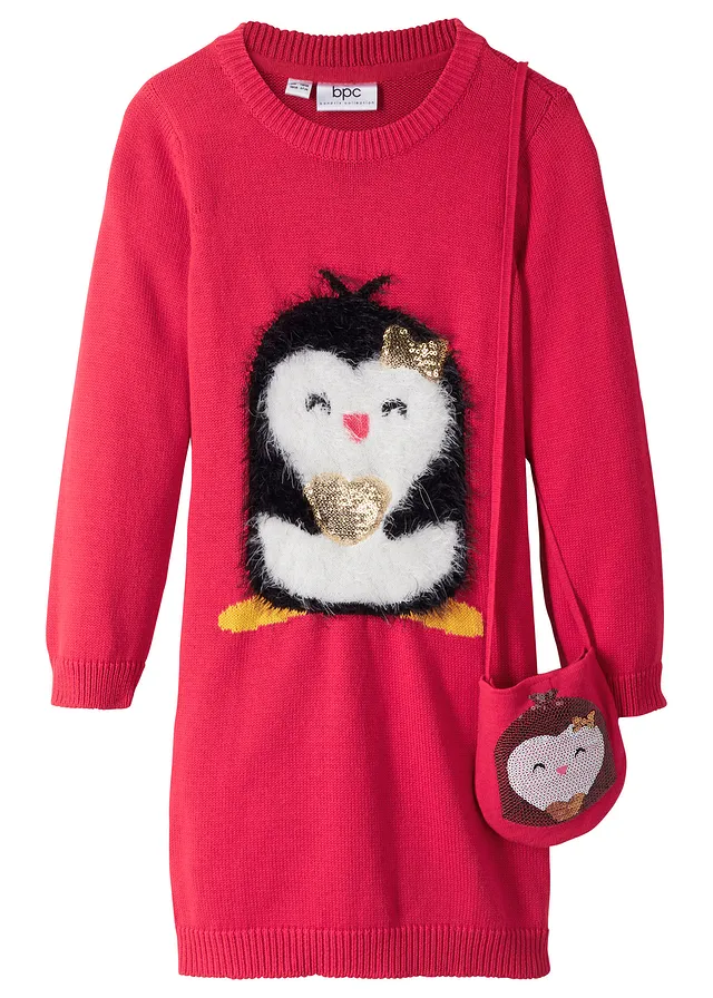 Meisjes gebreide jurk en tas (2-dlg. set) • rood • bonprix online shop