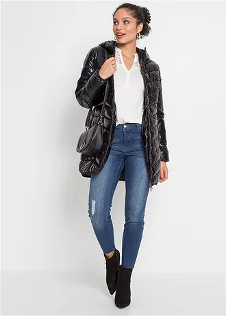Prošívaná bunda s metalickým vzhledem, barva: černá metalická