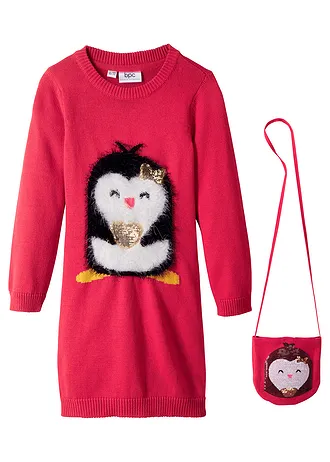 Meisjes gebreide jurk en tas (2-dlg. set) • rood • bonprix online shop