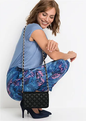 Torebka na ramię z dekoracyjnym przeszyciem • czarny - złoty kolor • sklep bonprix