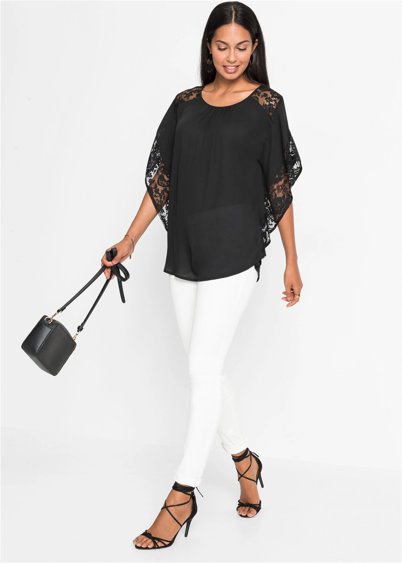 Blouse avec applications • noir • Boutique bonprix