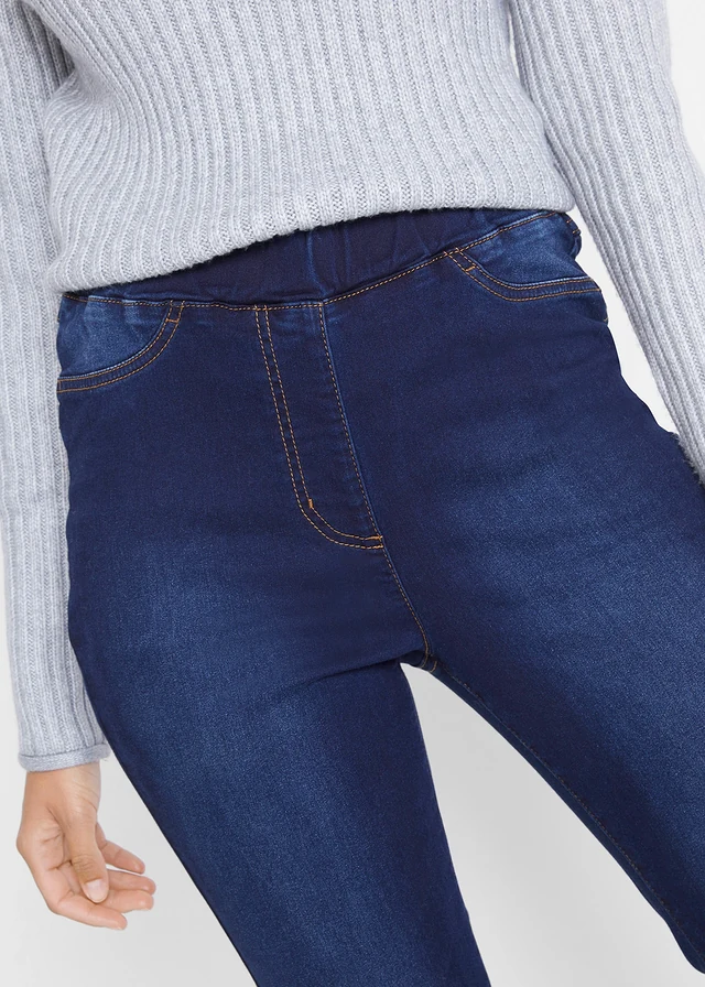 High waist thermo jegging van licht en elastisch materiaal met comfortband • dark denim • product-page.page-title-suffix