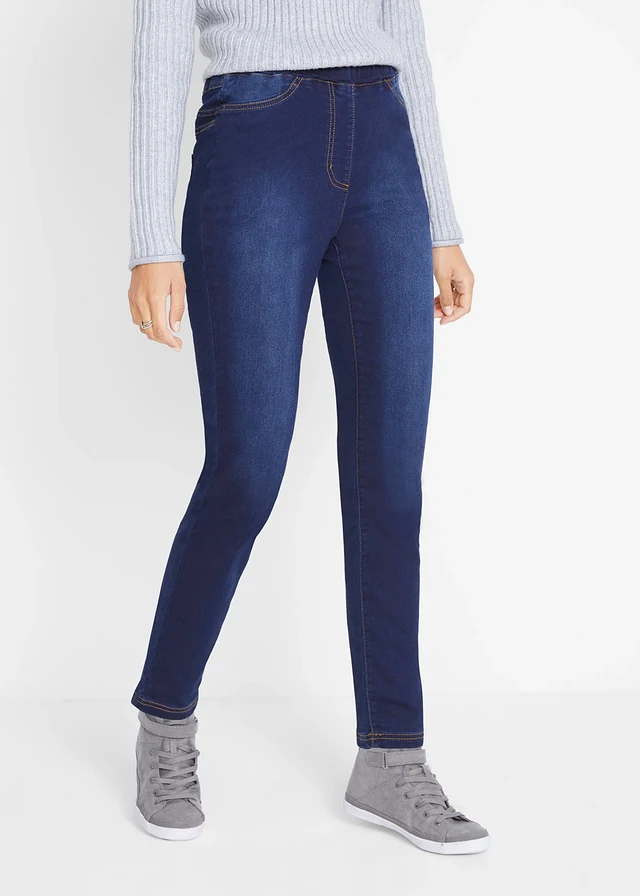High waist thermo jegging van licht en elastisch materiaal met comfortband • dark denim • product-page.page-title-suffix