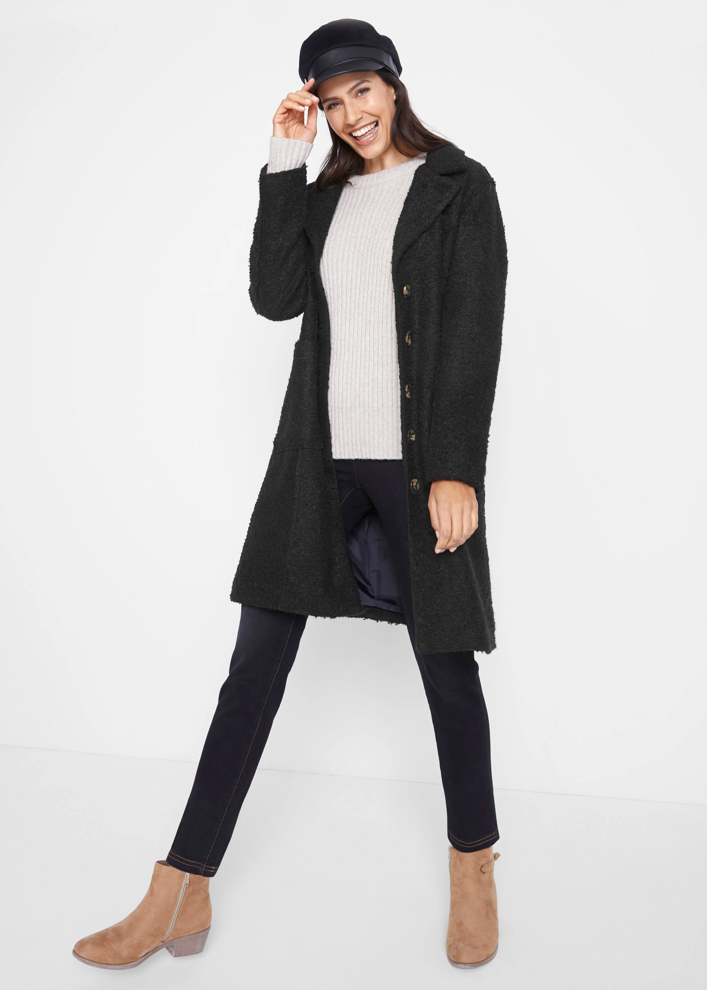 High Waist jeggings, ealstické, s termo funkcí, pohodlná pasovka • černý denim • bonprix obchod