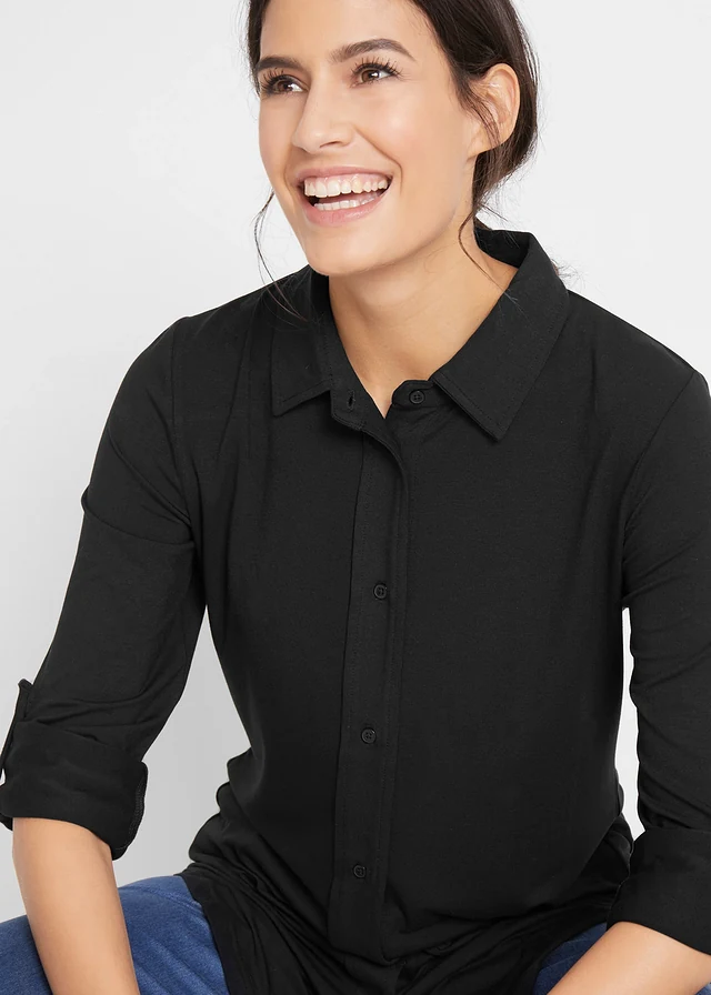 Jersey blouse, lang • zwart • product-page.page-title-suffix