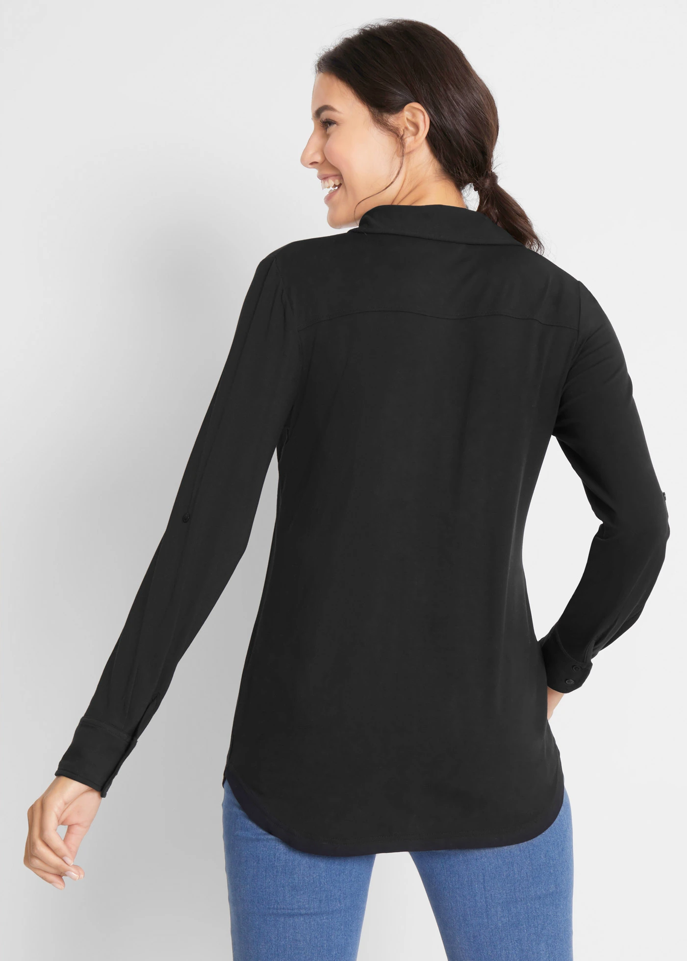 Jersey blouse, lang • zwart • bonprix online shop