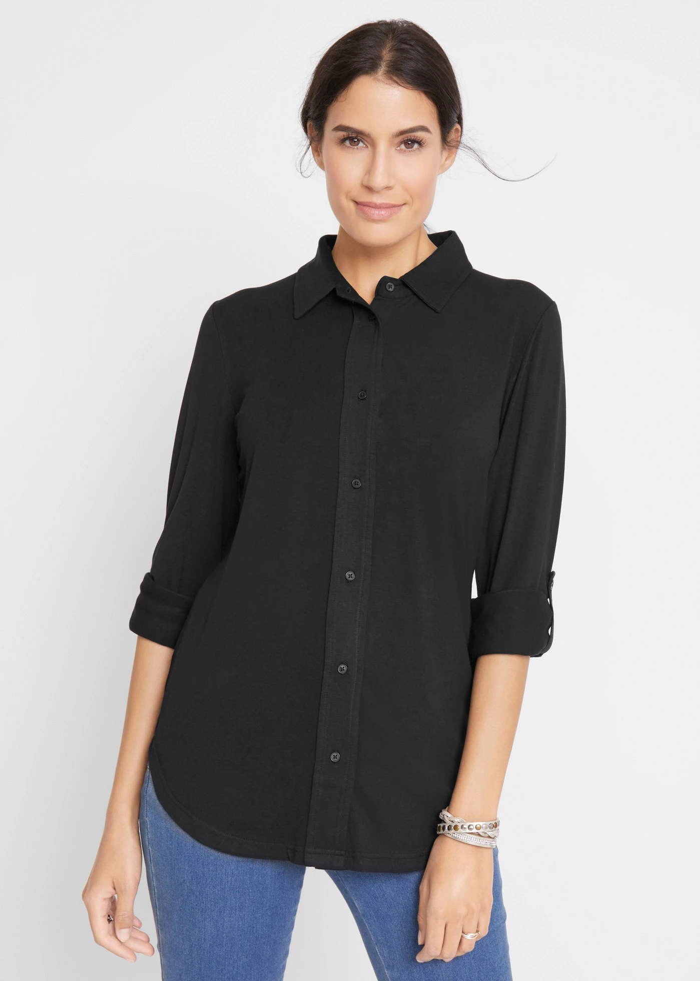 Jersey blouse, lang • zwart • bonprix online shop