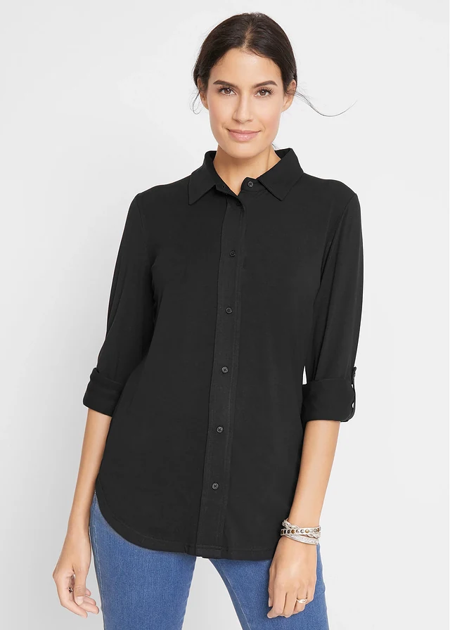 Jersey blouse, lang • zwart • product-page.page-title-suffix