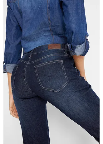 Jean boyfriend taille mi-haute, extensible • bleu foncé used • Boutique bonprix