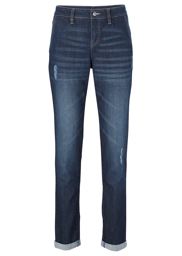 Jean boyfriend taille mi-haute, extensible