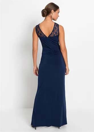 Maxi šaty s krajkou, barva: tmavě modrá