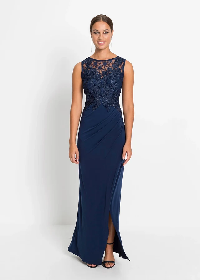 Robe longue à dentelle, Couleur: bleu foncé