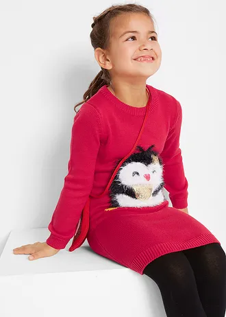 Pletené šaty s kabelkou (2dílná souprava) • červená • bonprix obchod