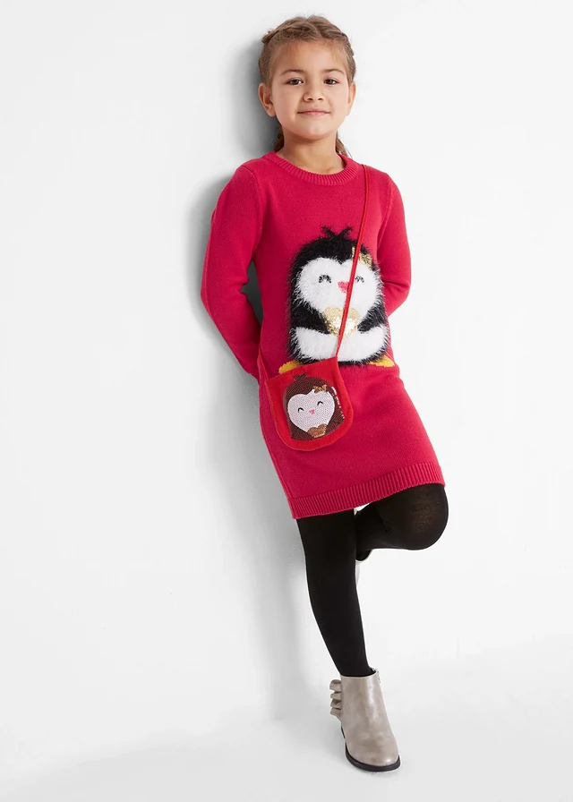 Gebreide meisjes jurk inclusief tasje (2-dlg. set) • rood • product-page.page-title-suffix