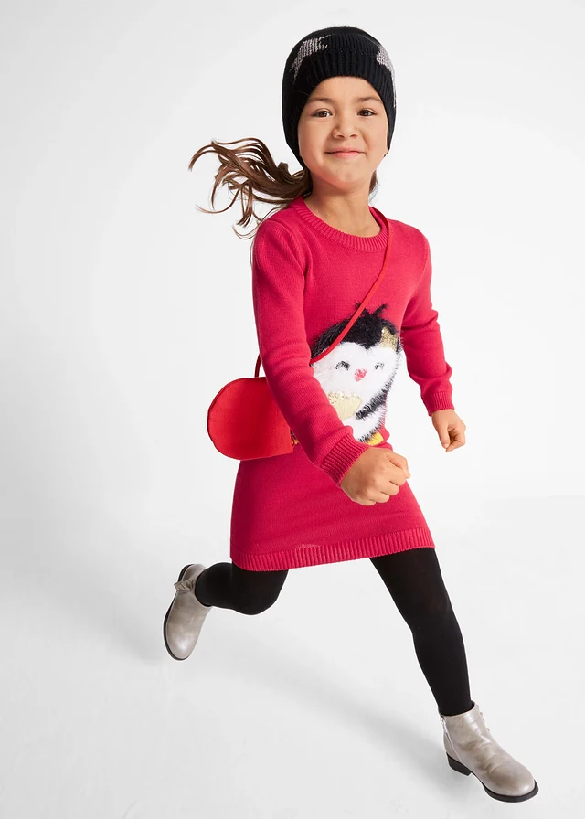 Gebreide meisjes jurk inclusief tasje (2-dlg. set) • rood • product-page.page-title-suffix