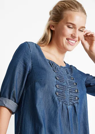 Blouse longue, forme trapèze • bleu denim • Boutique bonprix
