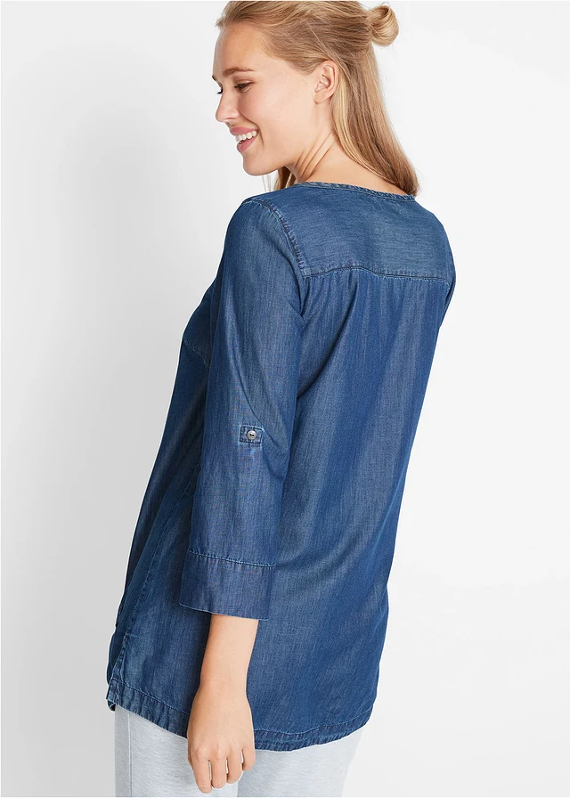 Lange blouse in A-lijn • blue stone • product-page.page-title-suffix