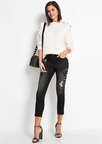 Pull oversize à boutons • blanc cassé • Boutique bonprix