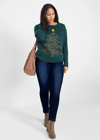 High waist thermo jegging van licht en elastisch materiaal met comfortband, Kleur: dark denim