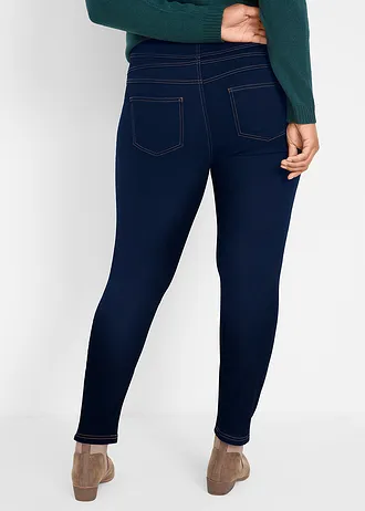 High waist thermo jegging van licht en elastisch materiaal met comfortband, Kleur: dark denim