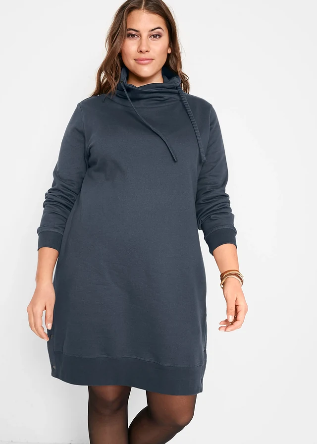 Robe en molleton 100% coton, Couleur: bleu nuit