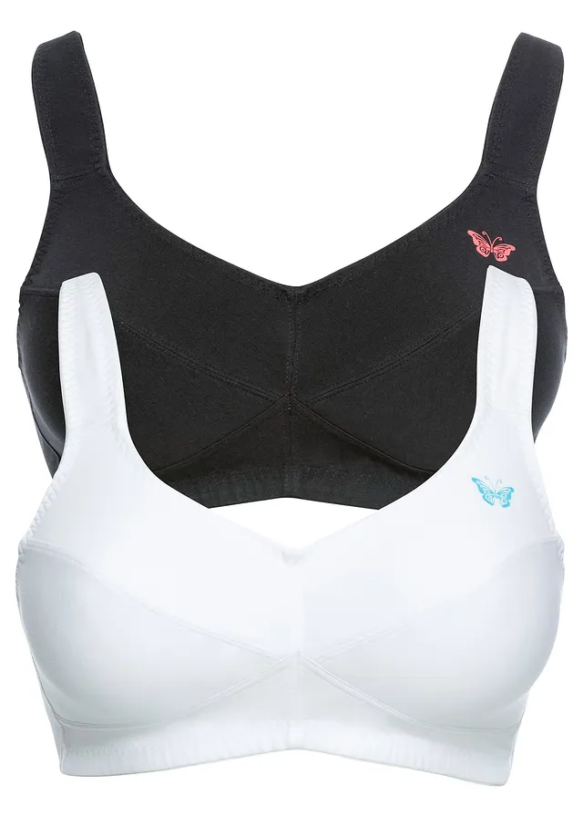 Sutien fără armătură cu bumbac organic (set/2 buc.)