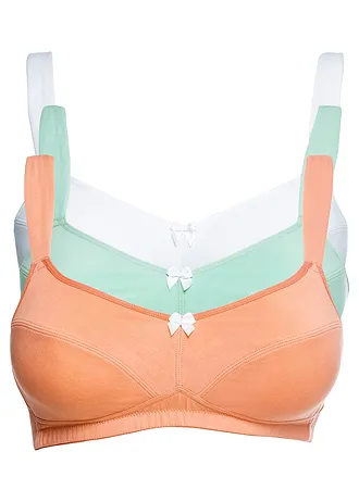 Bh zonder beugels (set van 3) met katoen, Kleur: mint+perzik+wit