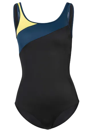 Costum de baie sport cu uscare rapidă, cu inserții contrastante