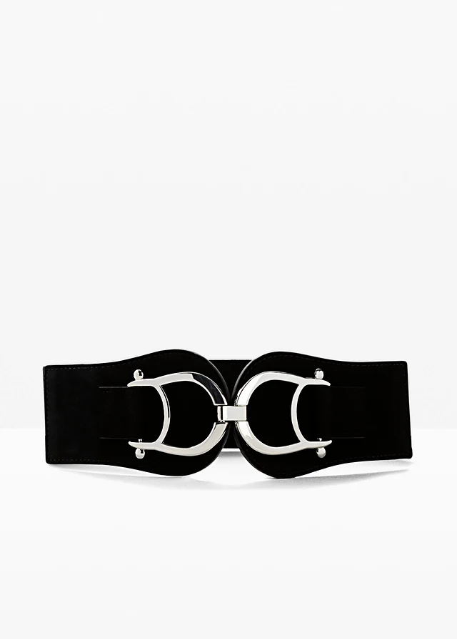 Ceinture extensible avec grande boucle, Couleur: noir