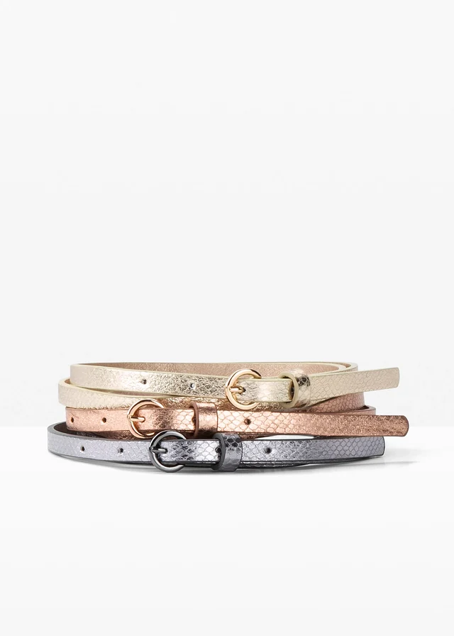 Riem (set van 3), Kleur: goud+roségoud+zilver metallic
