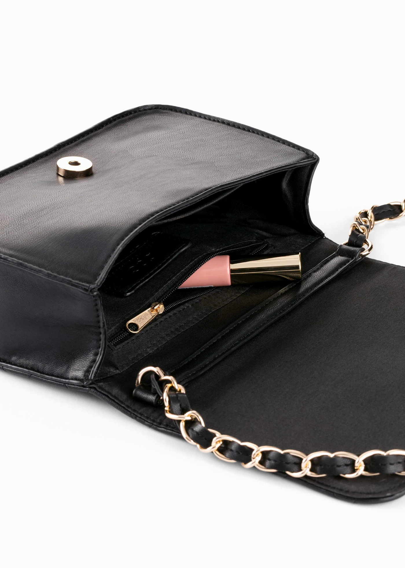 Torebka na ramię z dekoracyjnym przeszyciem • czarny - złoty kolor • sklep bonprix