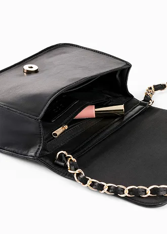 Geantă de umăr cu efect de matlasare decorativ • negru/auriu • magazin bonprix