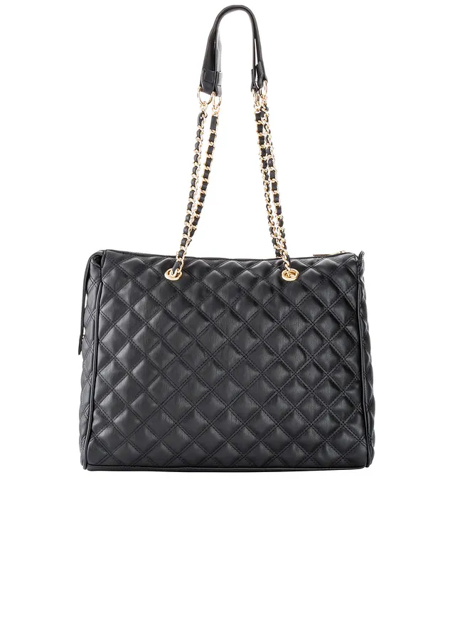 Poșetă cu efect decorativ de matlasare • negru/auriu • magazin bonprix