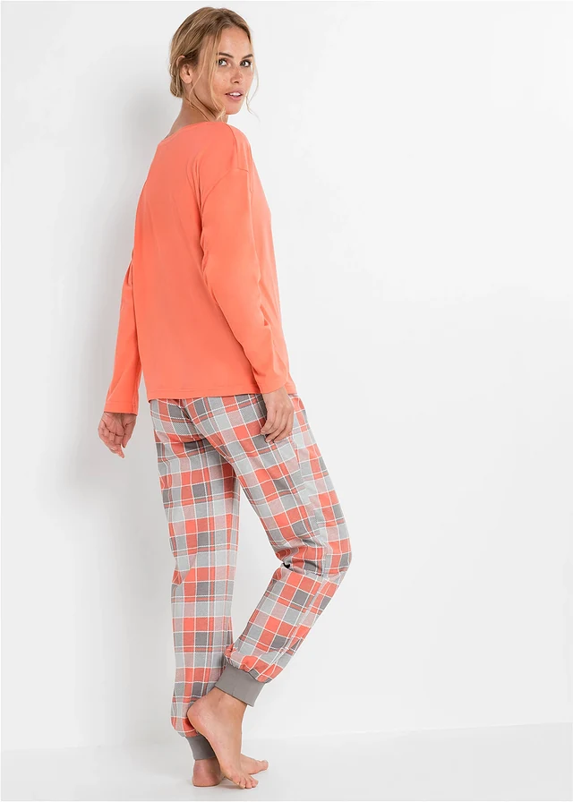 Pyjama met oversized shirt (2-dlg. set) • zalmkleur-grijs geruit • product-page.page-title-suffix