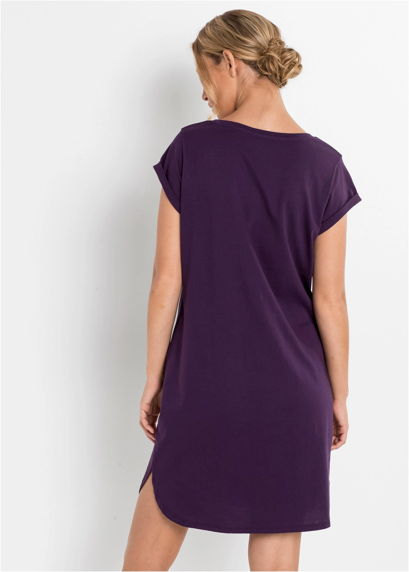 Krátká noční košile z čisté organické bavlny • tmavě fialová s potiskem • bonprix obchod