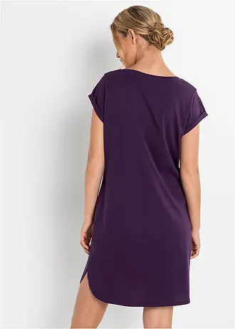 Krótka koszula nocna z czystej bawełny organicznej • ciemnofioletowy z nadrukiem • sklep bonprix