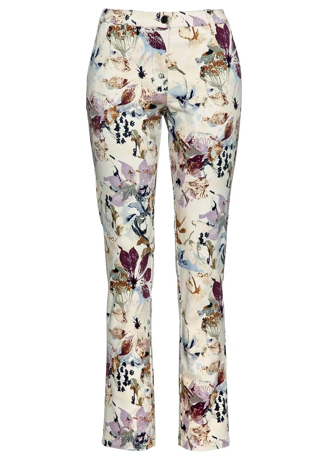 Pantaloni stretch cu imprimeu floral