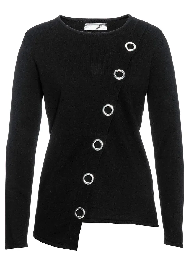 Sweter z ćwiekami • czarno-srebrny • sklep bonprix