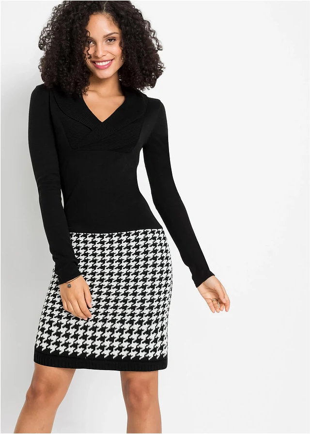 Robe en maille • noir-écru graphique • product-page.page-title-suffix