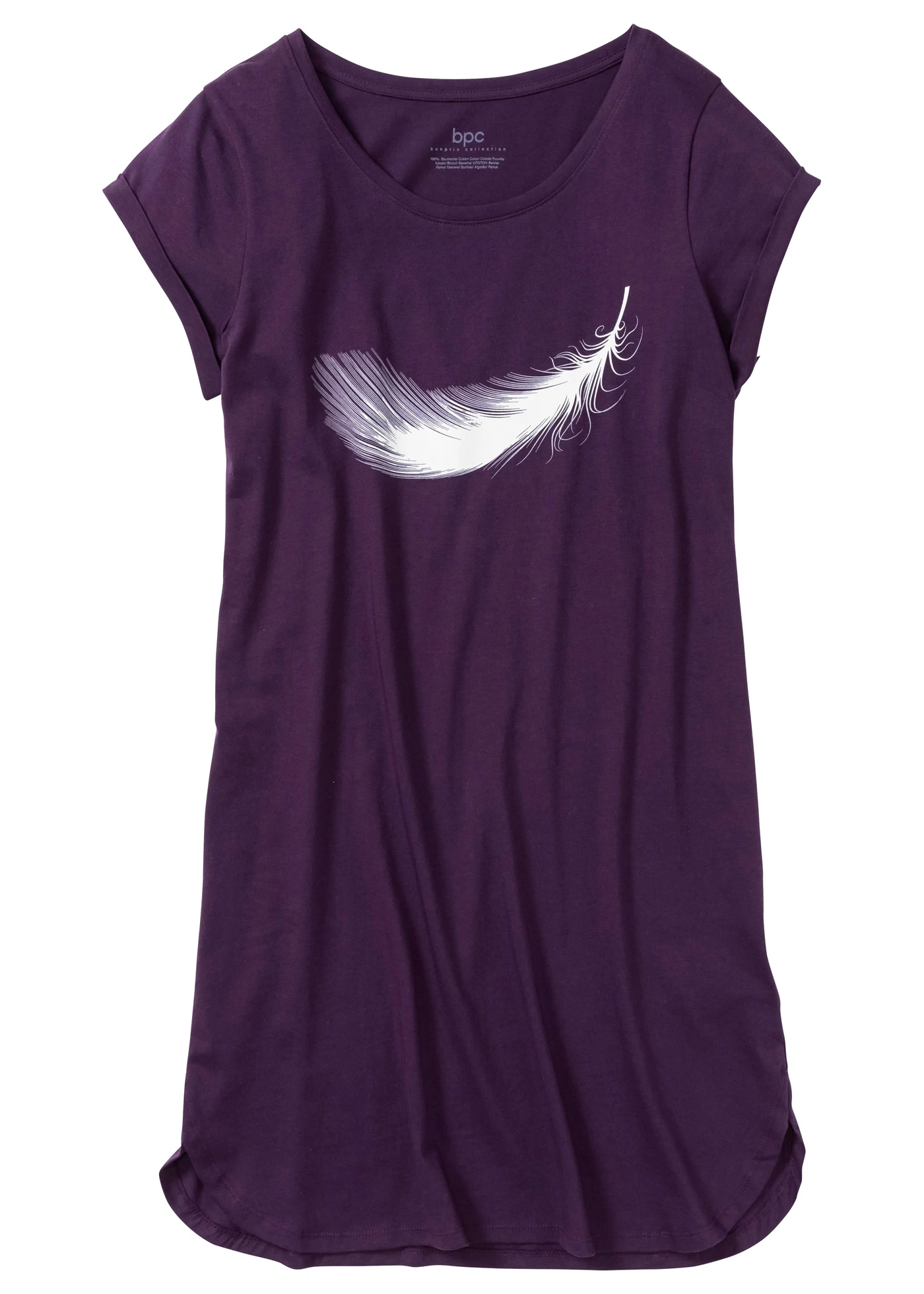 Krátká noční košile z čisté organické bavlny • tmavě fialová s potiskem • bonprix obchod