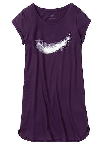 Krátká noční košile z čisté organické bavlny • tmavě fialová s potiskem • bonprix obchod